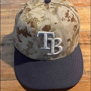 Authentic Collection Tampa Bay Rays Digital Camo Hat 🧢 Size 7 5/8 60.6 cm